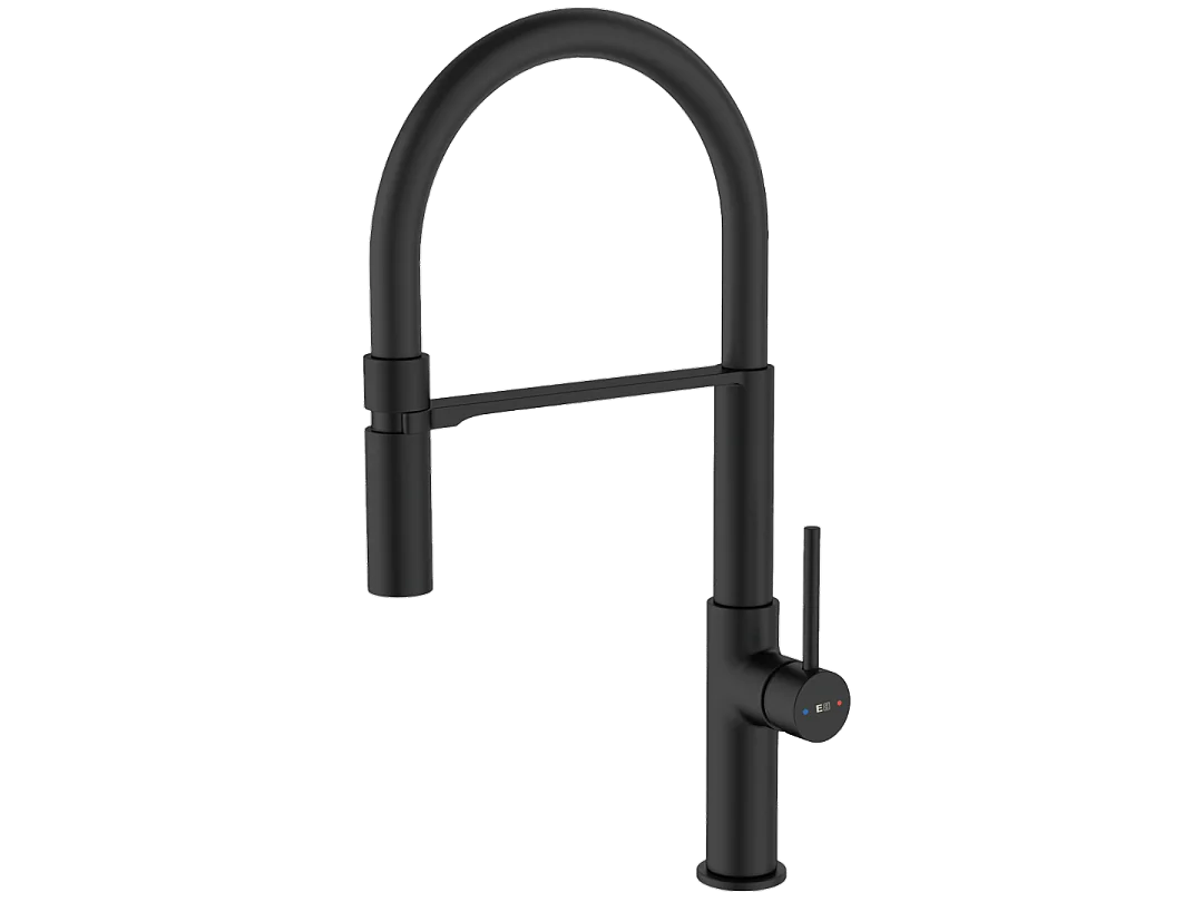 Magneto Misturadora monocomando de lavatório com chuveiro de mão preta Essebagno