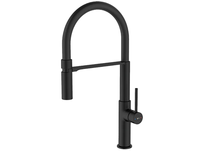 Magneto Misturadora monocomando de lavatório com chuveiro de mão preta Essebagno