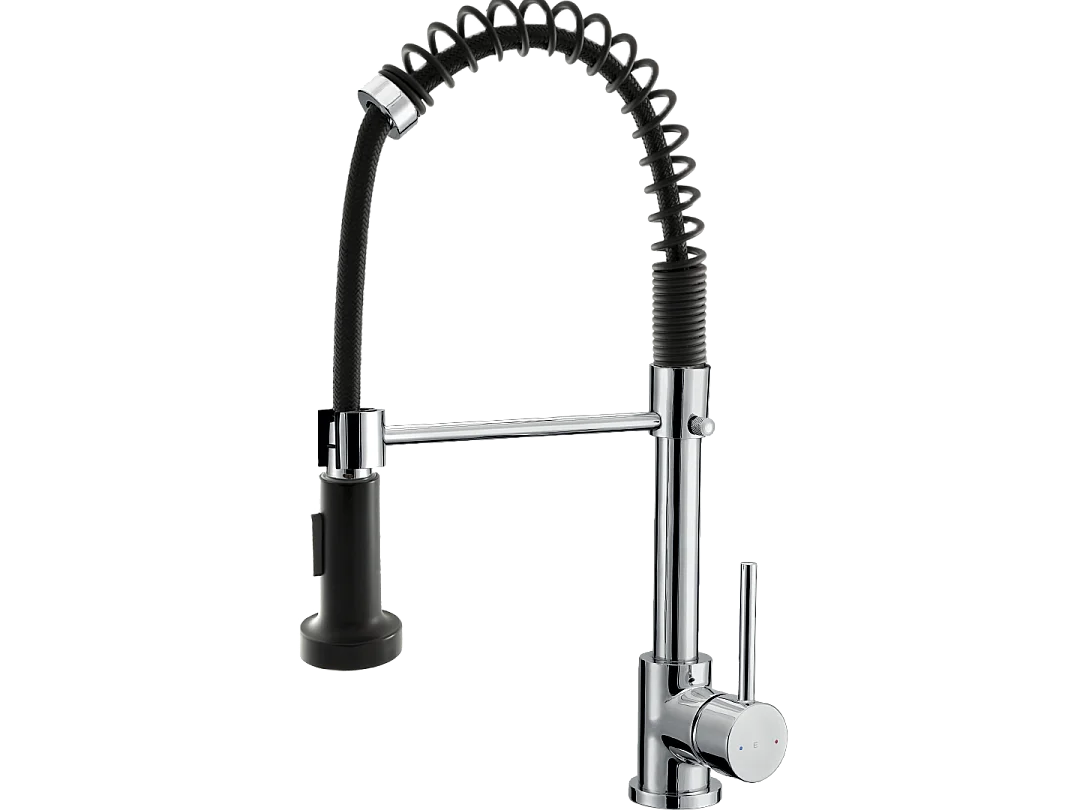 Plimo mitigeur évier à douchette mobile chromé noir - Essebagno