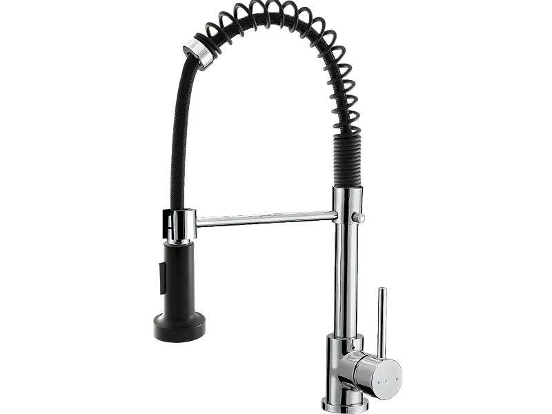 Plimo Schwarz verchromte Spültischarmatur mit Duscharmatur Essebagno