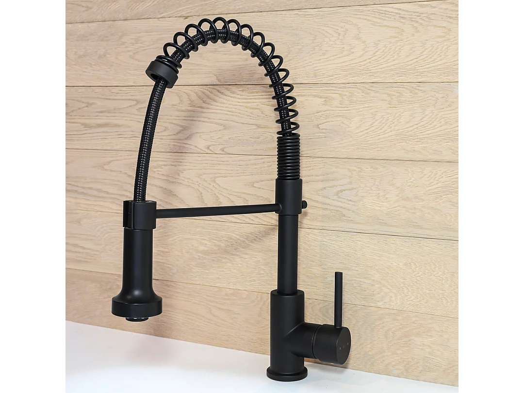 Plimo mitigeur évier à douchette mobile noir mat - Essebagno