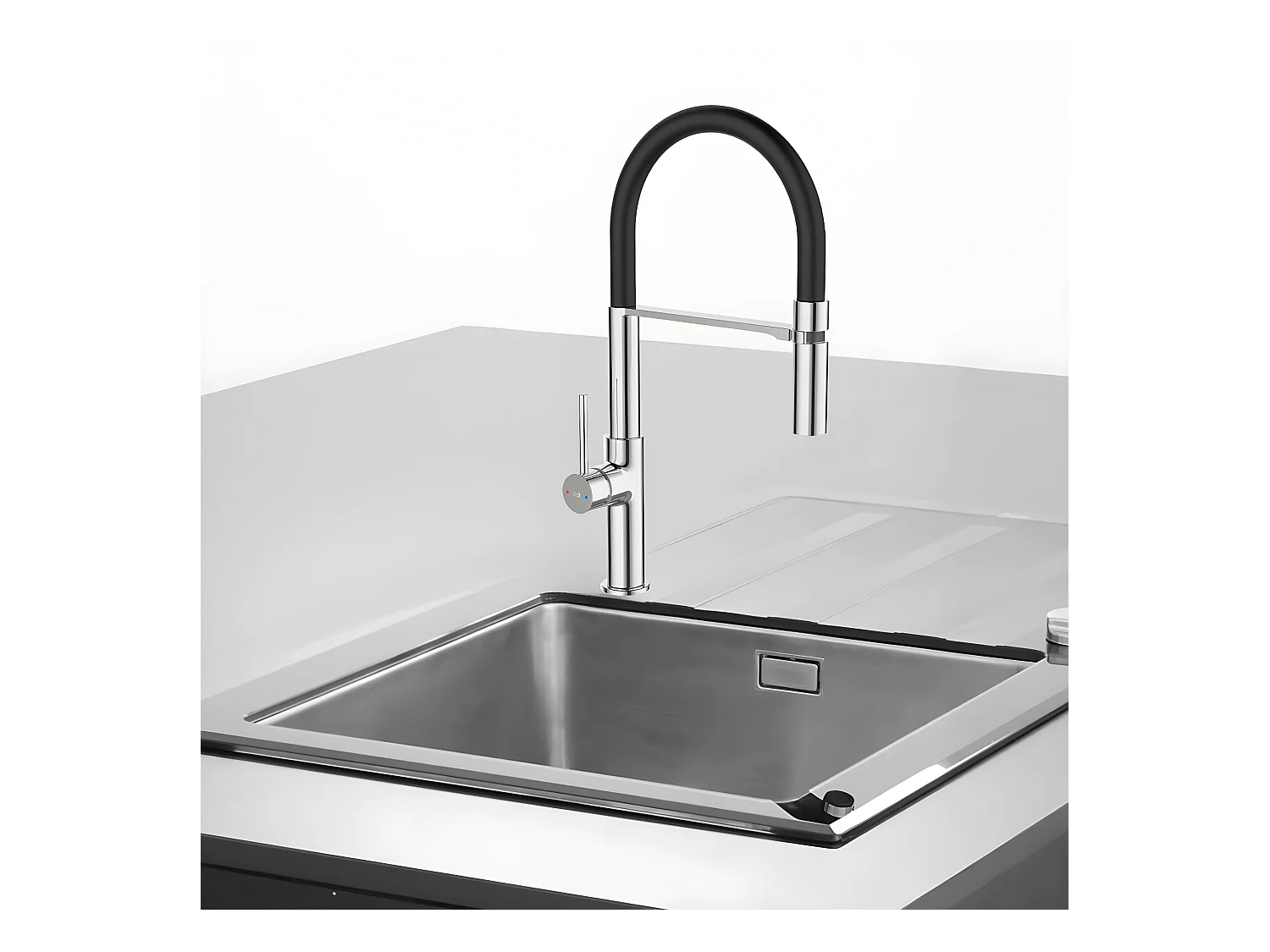 Magneto mitigeur évier à douchette mobile chrome - Essebagno