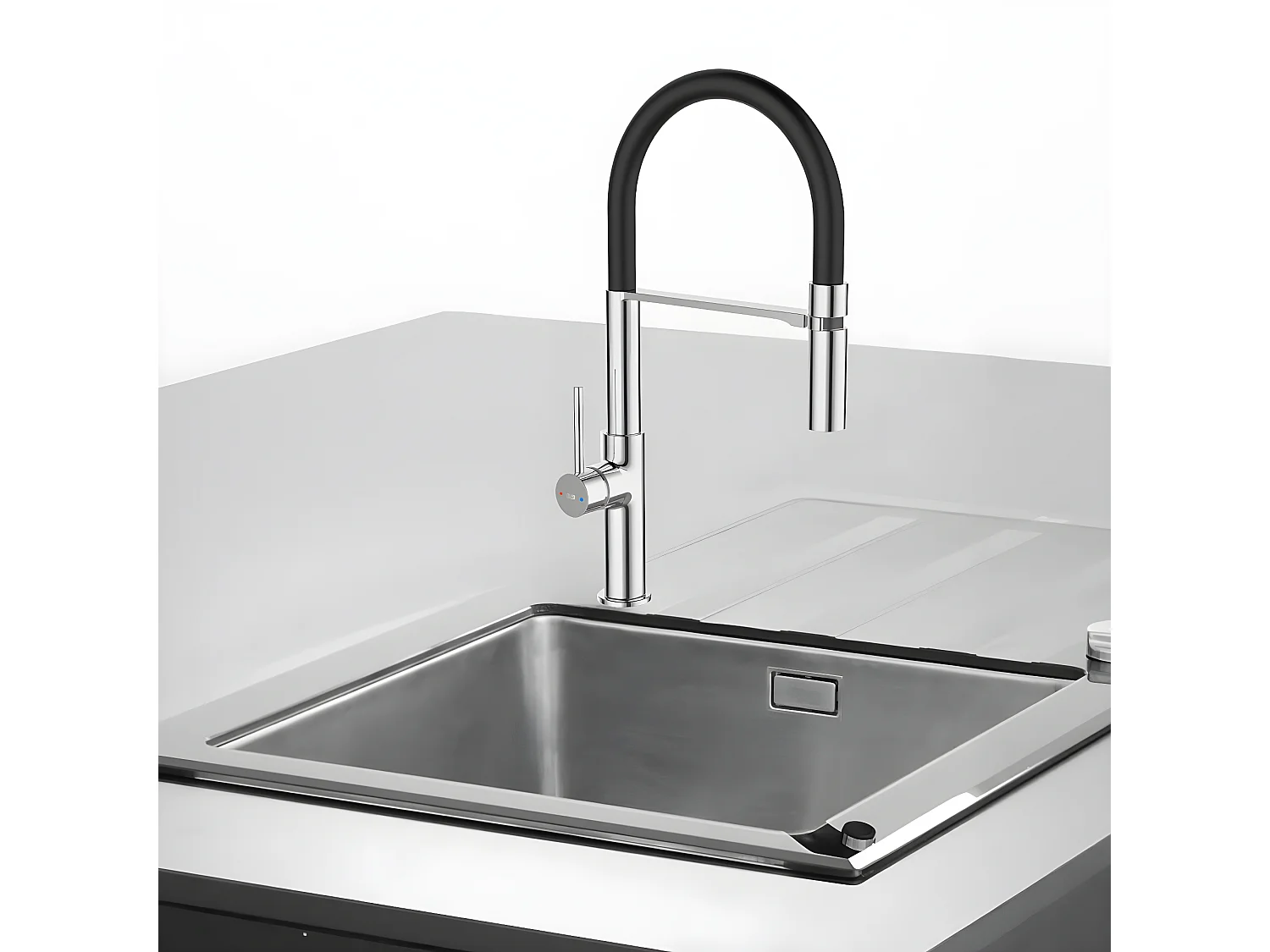 Magneto mitigeur évier à douchette mobile chrome - Essebagno