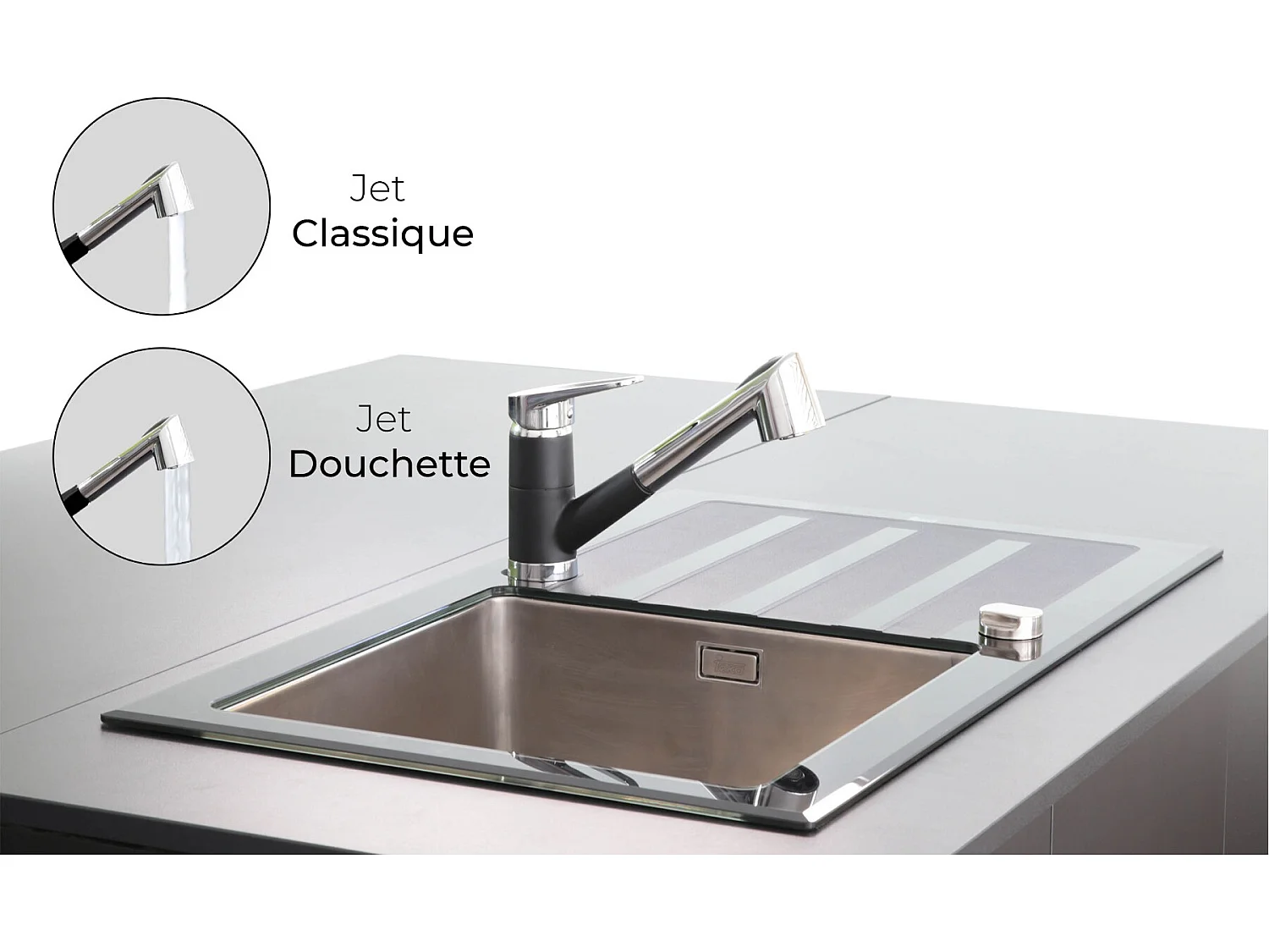 Embla mitigeur évier à douchette extractible noir chromé - Essebagno