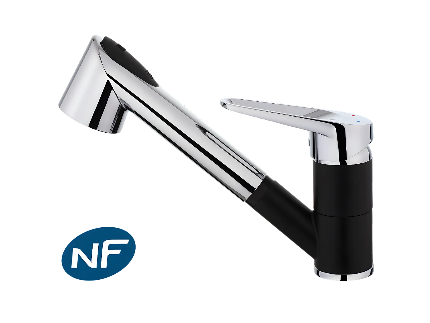 Embla mitigeur évier à douchette extractible noir chromé - Essebagno