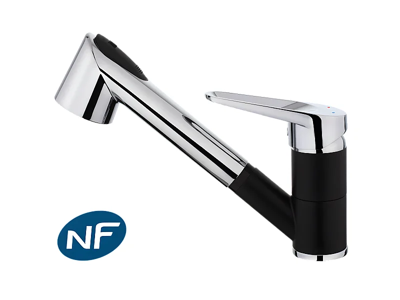 Embla Küchenarmatur mit schwarzer verchromter Brausekopf. Essebagno