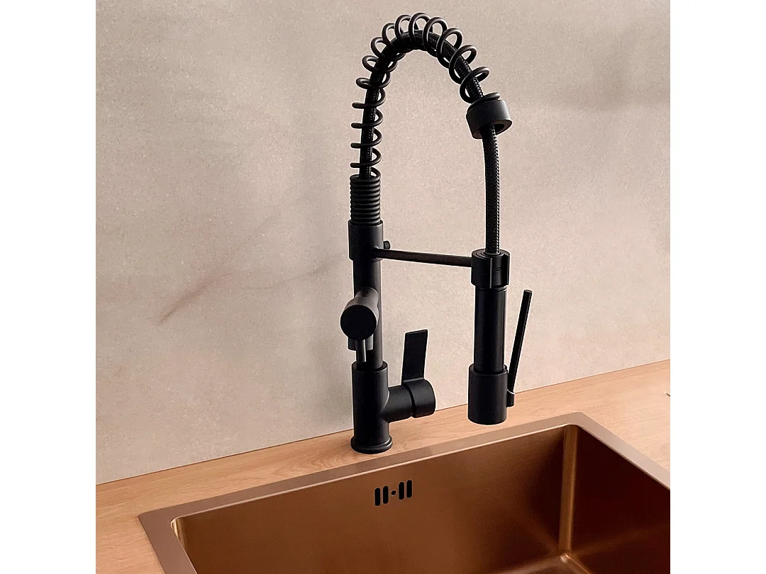 Big Hotto mitigeur évier à douchette mobile noir - Essebagno