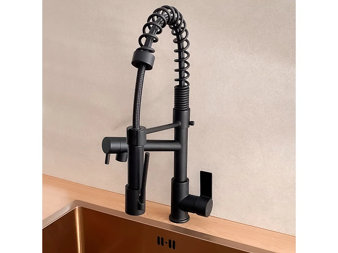 Big Hotto mitigeur évier à douchette mobile noir - Essebagno