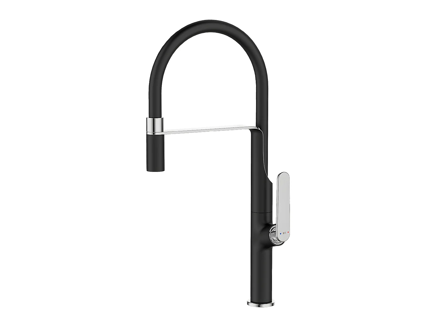 Hideno mitigeur évier à douchette mobile noir et chrome - Essebagno