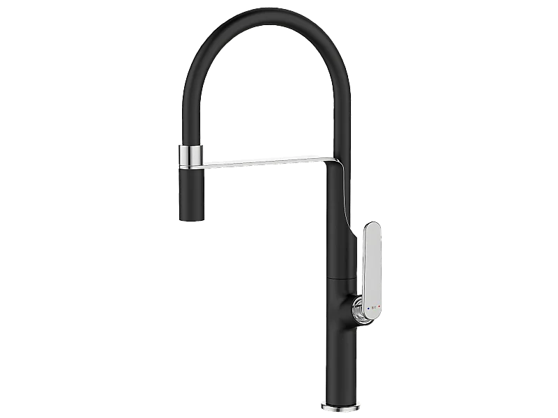 Hideno Rubinetto da cucina con doccetta in nero e cromo Essebagno