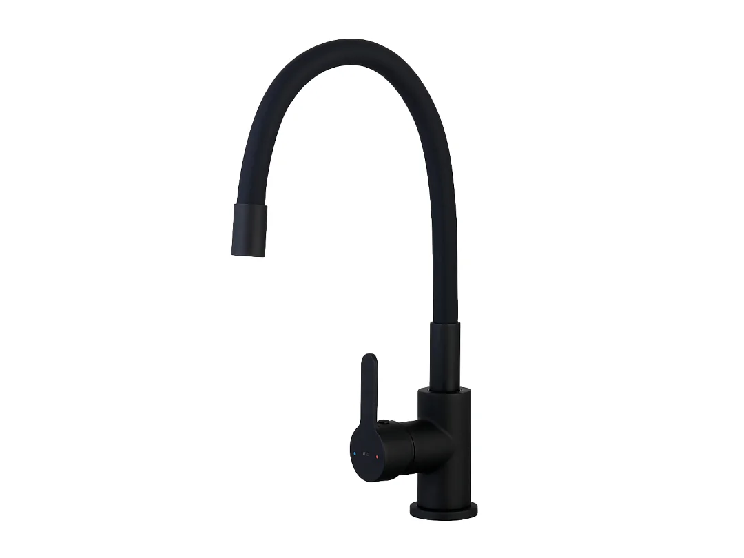 Memory Grifo de cocina con ducha de mano con memoria de forma en negro Essebagno
