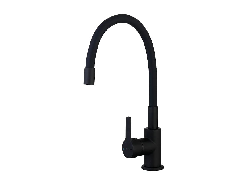 Mémory miscelatore lavello nero con flessibile a memoria di forma Essebagno