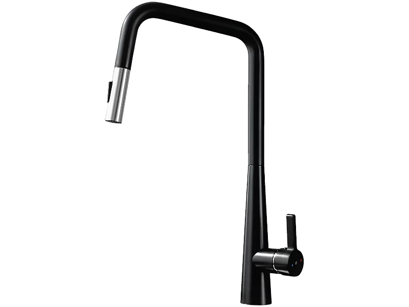 Style Spültischmischer mit Handbrause Mattschwarz und Chrom Essebagno