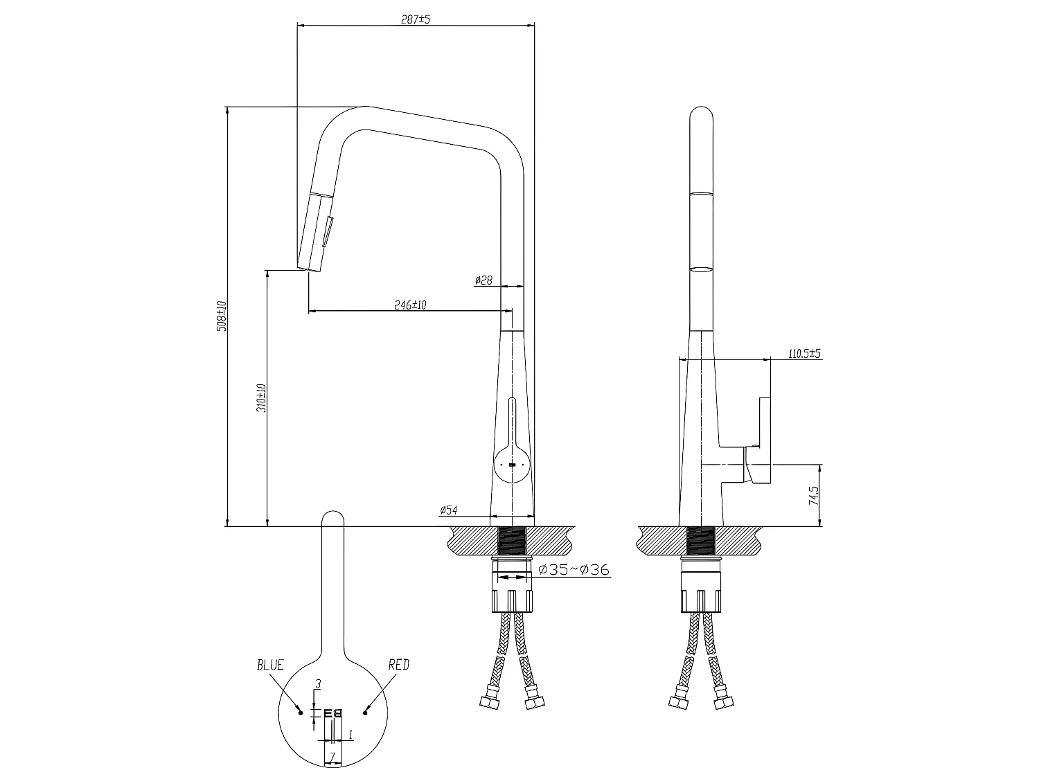 Style torneira de bancada preto e ouro rosa Essebagno
