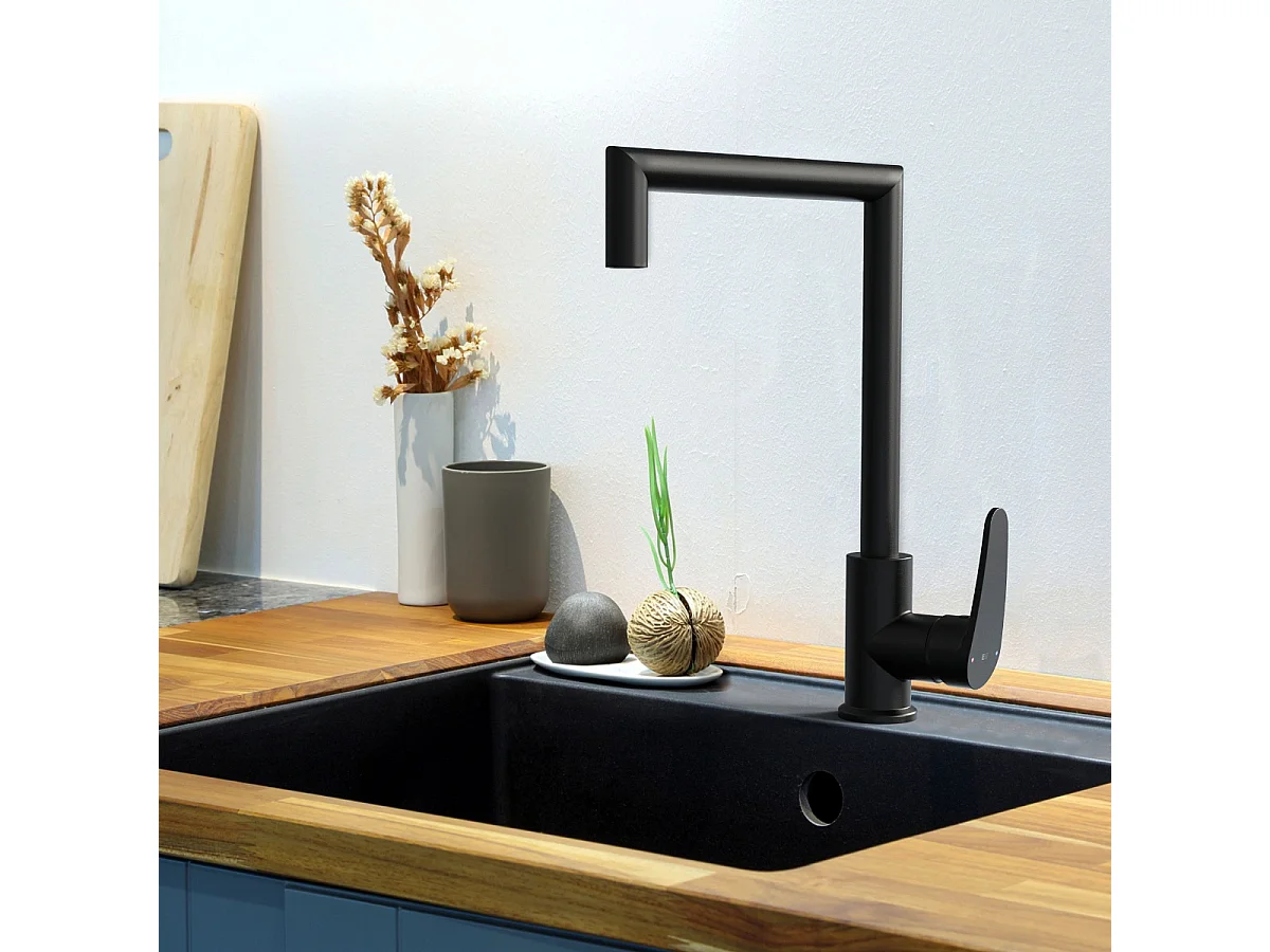 Fangolo grifo de cocina negro mate Essebagno