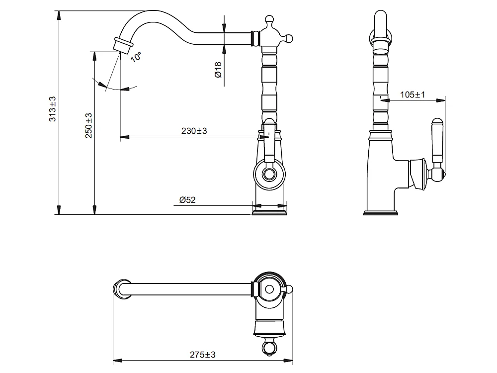 Leeds mitigeur évier rétro noir - Essebagno