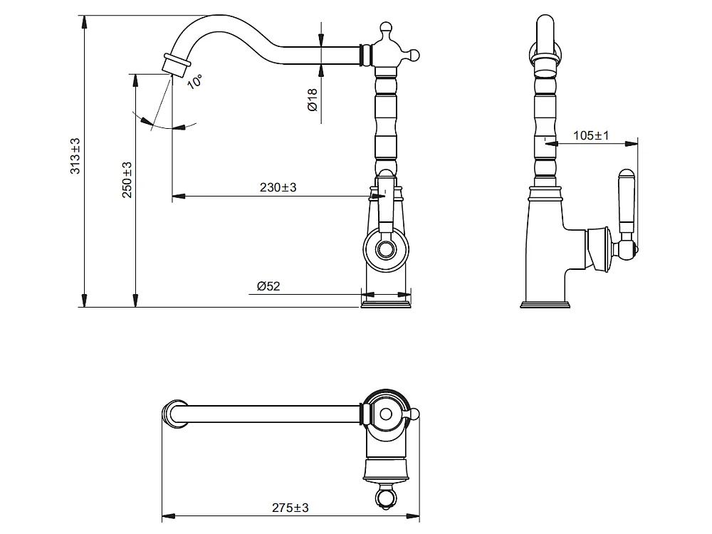 Leeds mitigeur évier rétro noir - Essebagno