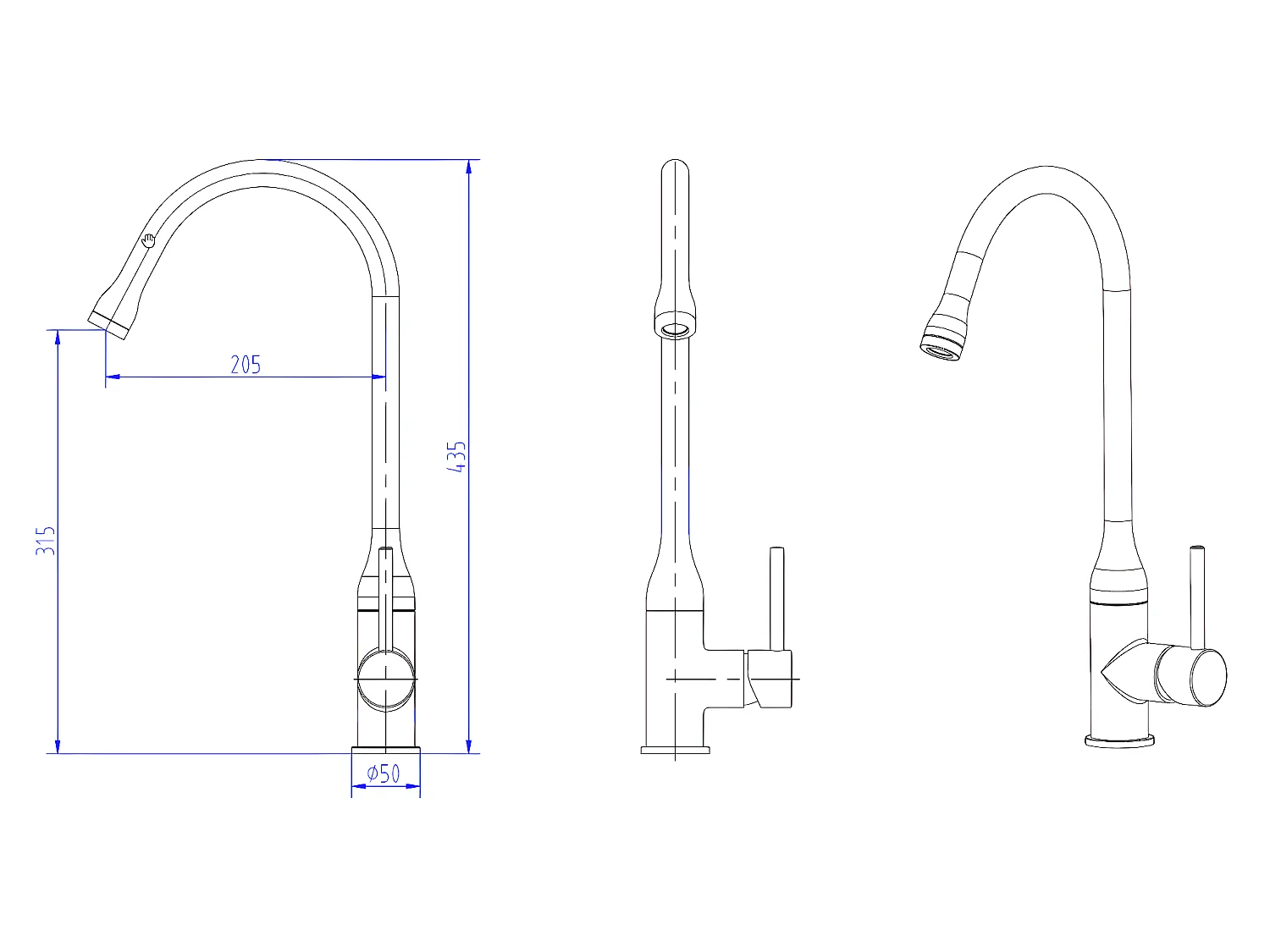 Arum grifo de cocina negro mate Essebagno