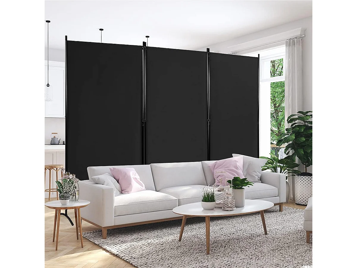 Cloison à 3 panneaux, paravent pliable avec charnières résistantes en acier,260x 183cm