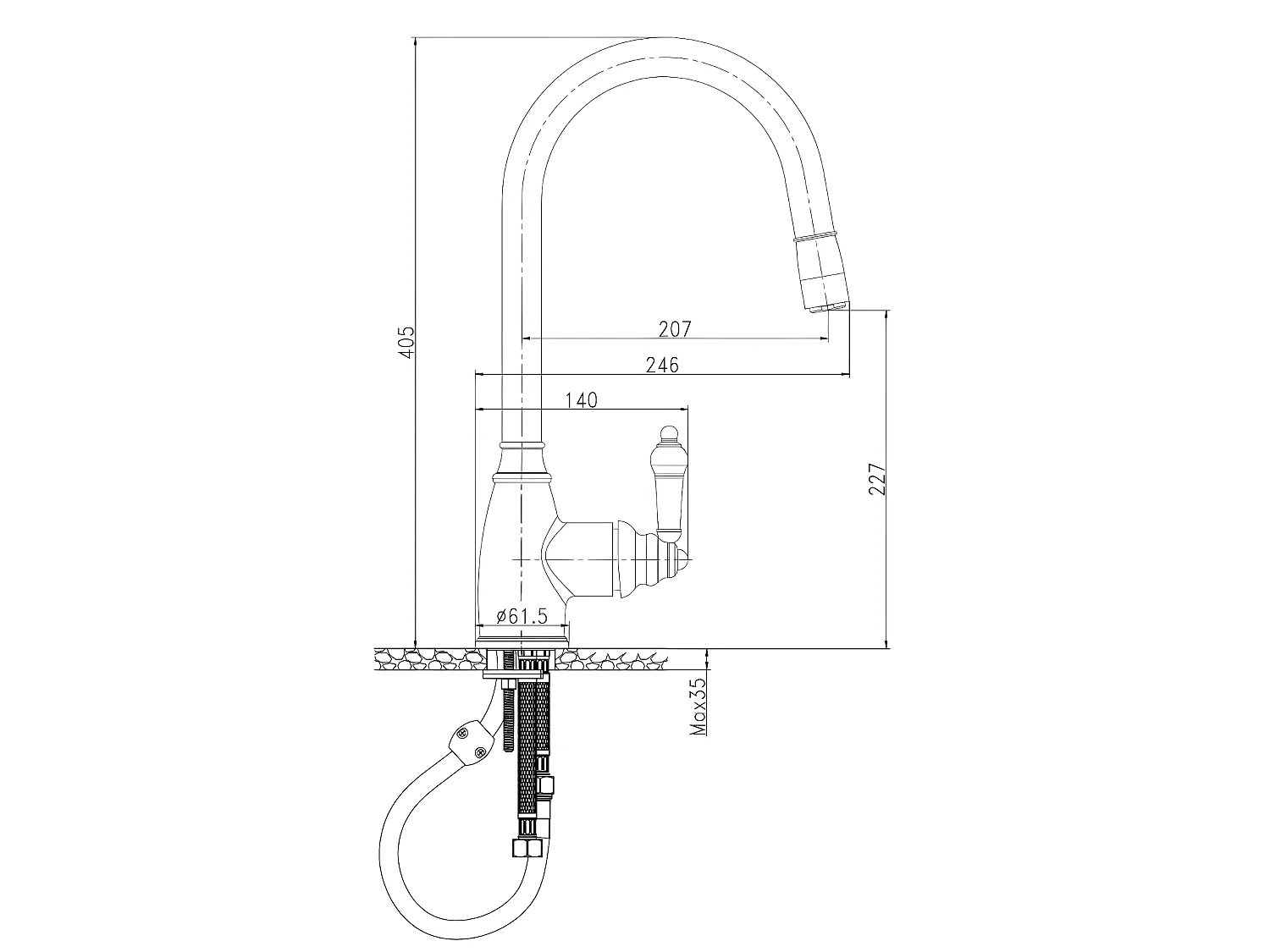 Grifo de cocina Ascott con ducha de mano en cromado Essebagno