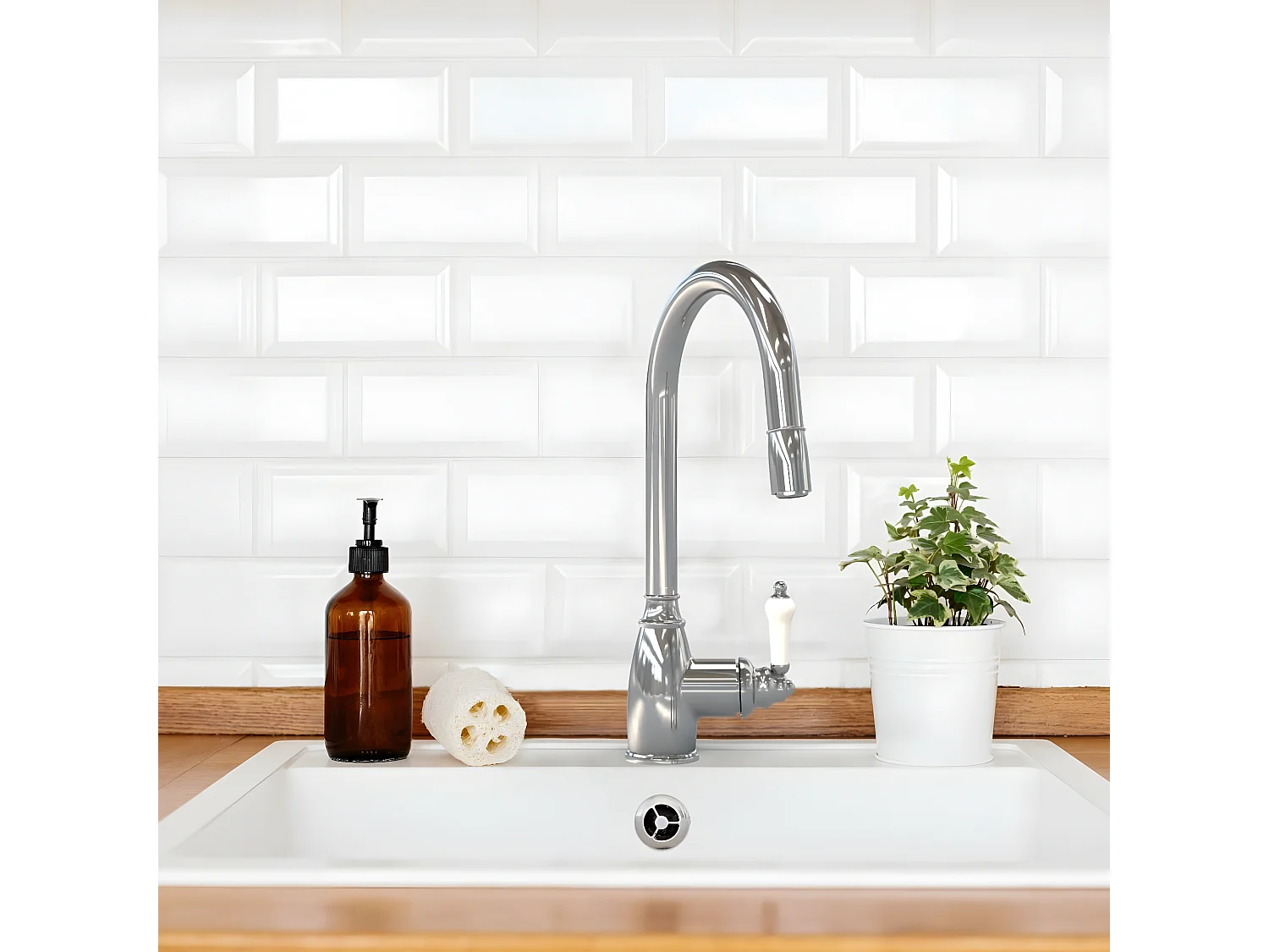 Grifo de cocina Ascott con ducha de mano en cromado Essebagno