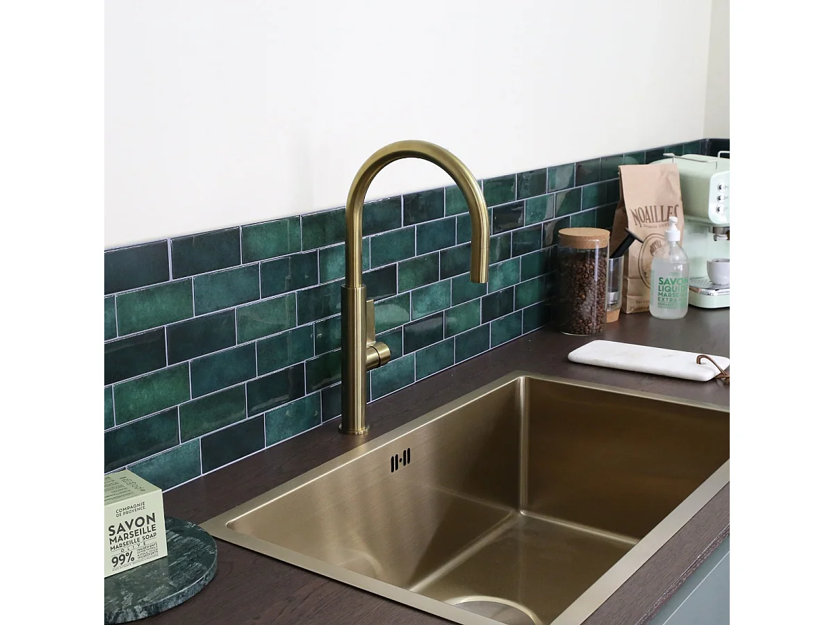 Reflet mitigeur évier or brossé - Essebagno