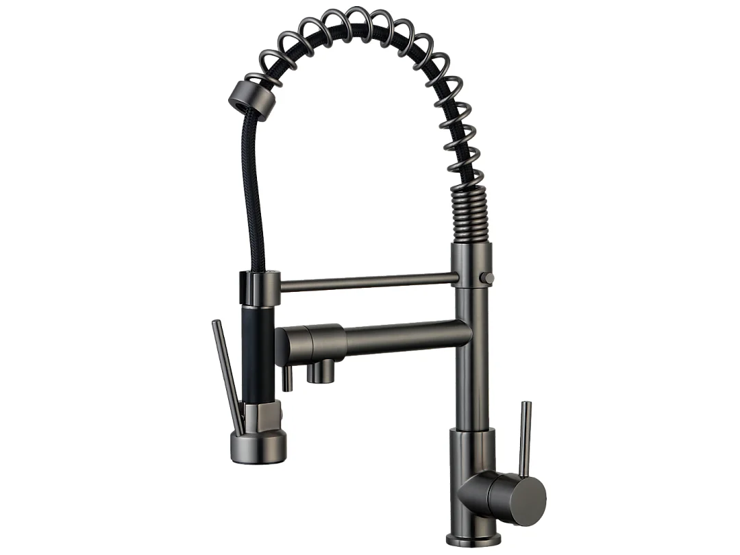 Big Pro mitigeur évier à douchette mobile gris gun métal - Essebagno