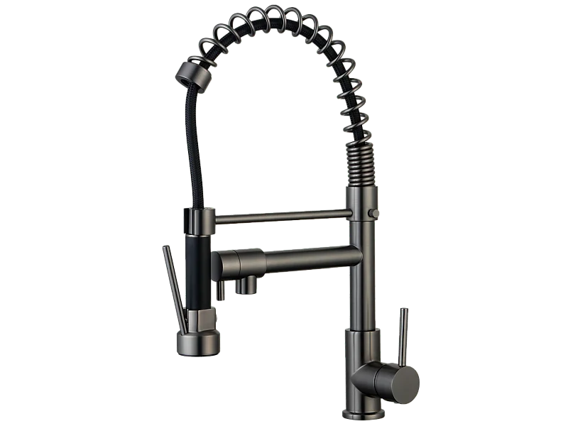 Big Pro mitigeur évier à douchette mobile gris gun métal - Essebagno