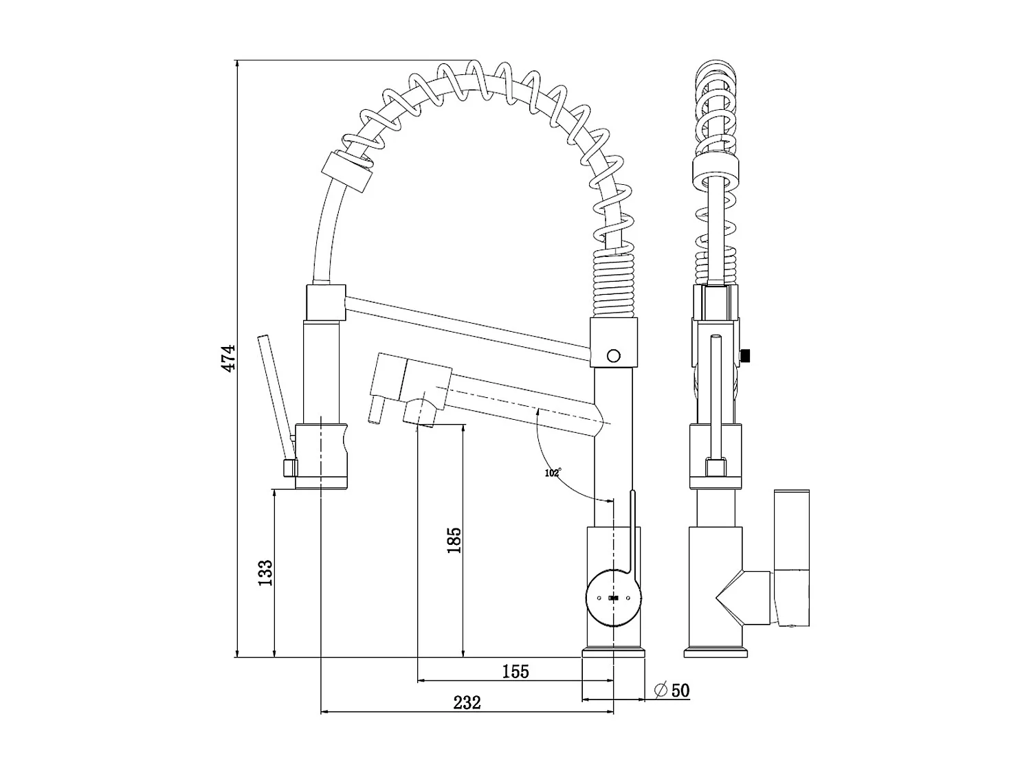 Big Hotto mitigeur évier à douchette mobile or brossé - Essebagno