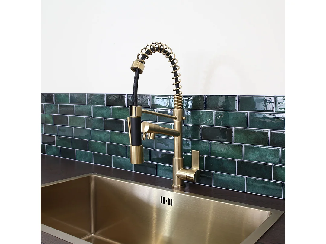 Big Hotto mitigeur évier à douchette mobile or brossé - Essebagno