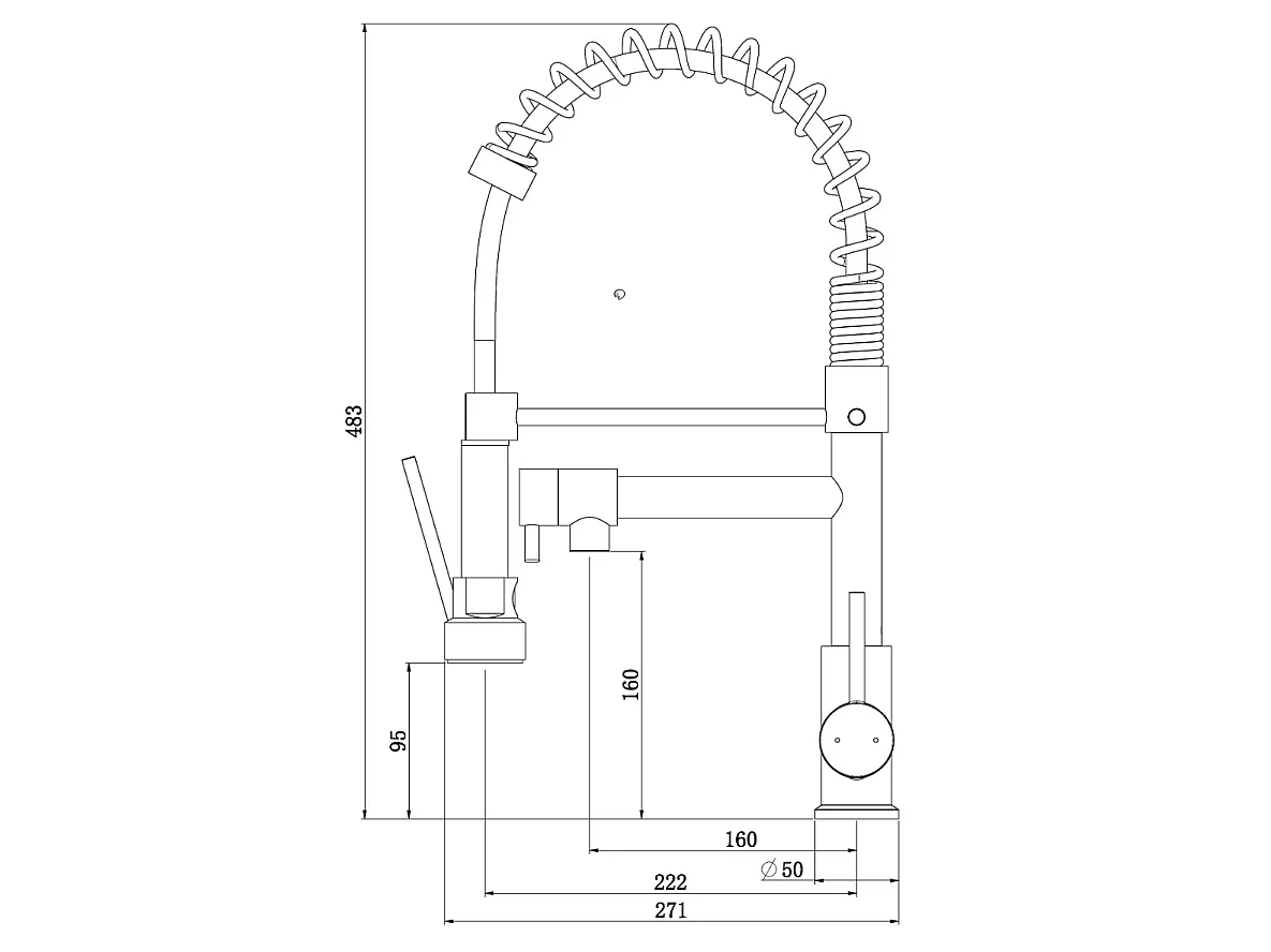 Rubinetto monocomando per lavello Big Pro nero Essebagno