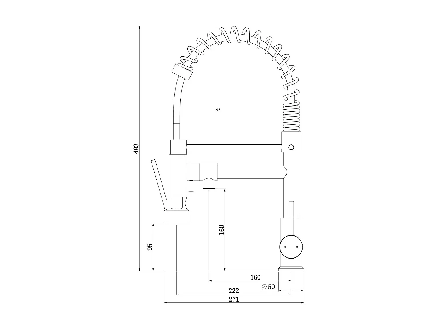 Big Pro Miscelatore per lavabo con soffione mobile nero Essebagno