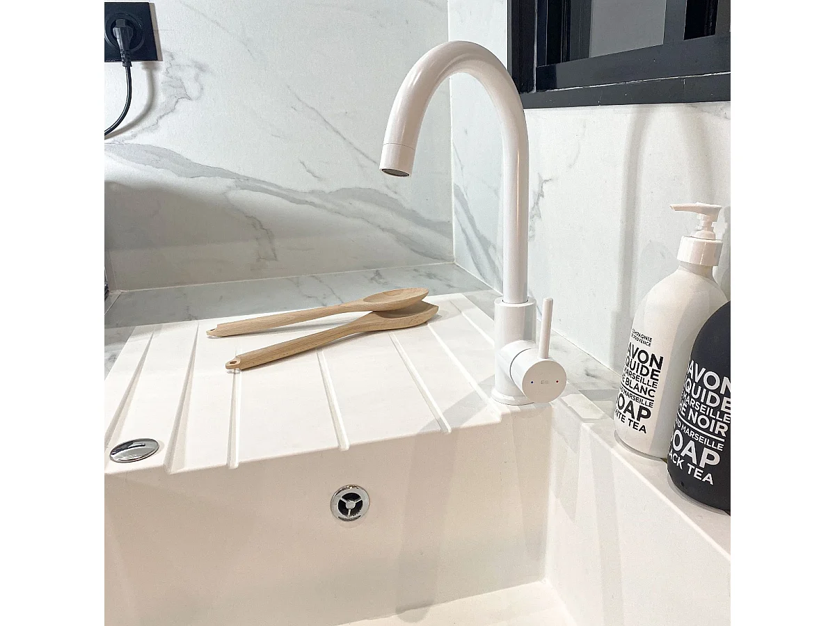 Kiwo mitigeur évier blanc - Essebagno