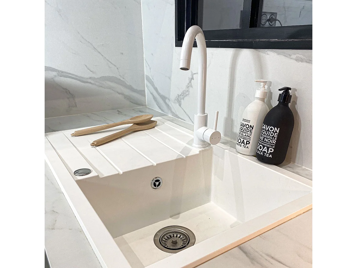 Kiwo mitigeur évier blanc - Essebagno