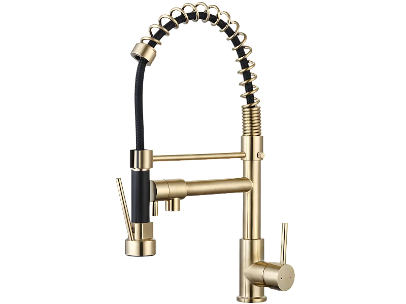 Big Pro Spültischarmatur mit Gold-Duscharmatur Essebagno