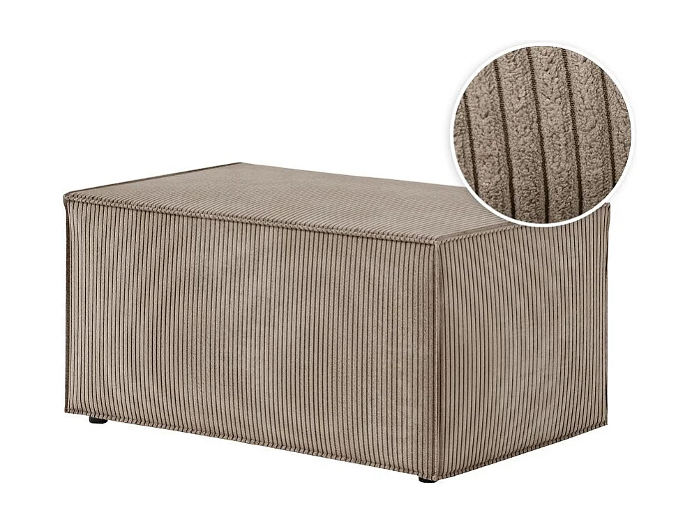 Pouf en velours côtelé Clarisse - Taupe - L90 x P50 x H41cm - Loungitude