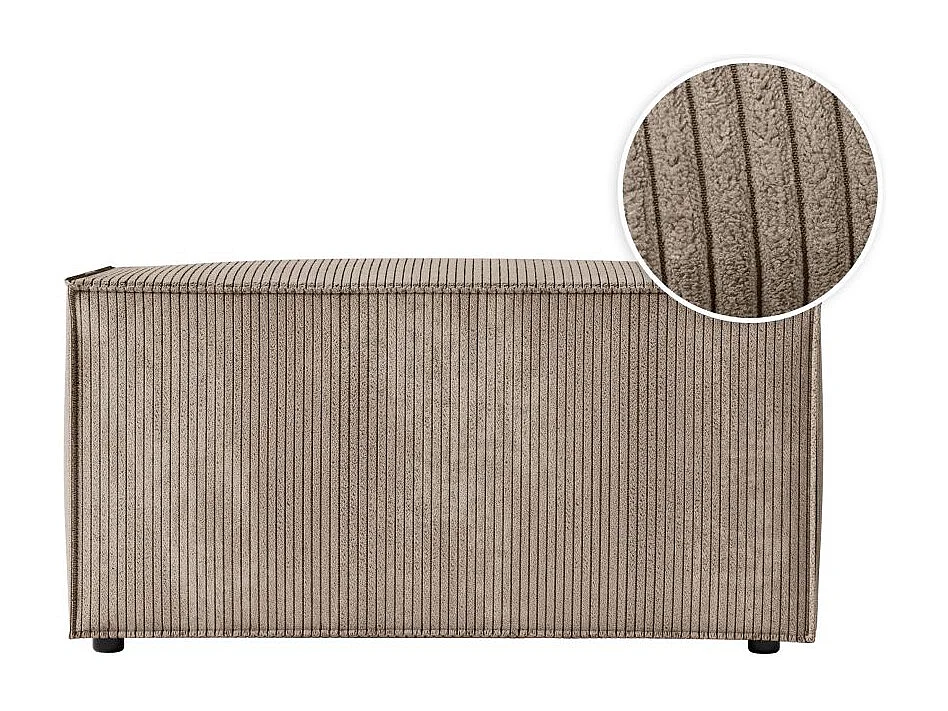 Pouf en velours côtelé Clarisse - Taupe - L90 x P50 x H41cm - Loungitude