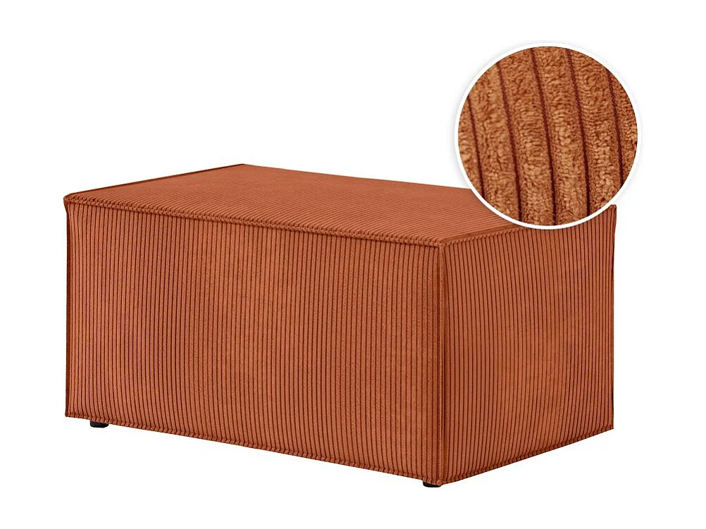 Pouf en velours côtelé Clarisse - Terracotta - L90 x P50 x H41cm - Loungitude