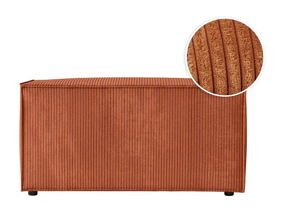 Pouf en velours côtelé Clarisse - Terracotta - L90 x P50 x H41cm - Loungitude