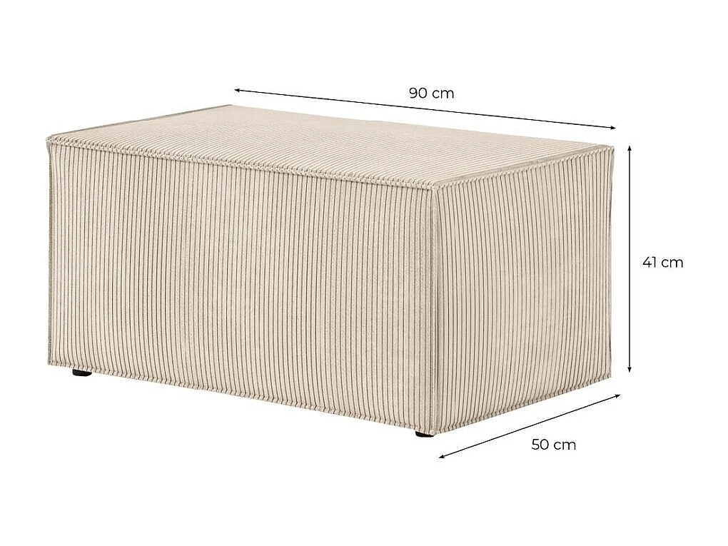 Pouf en velours côtelé Clarisse - Terracotta - L90 x P50 x H41cm - Loungitude