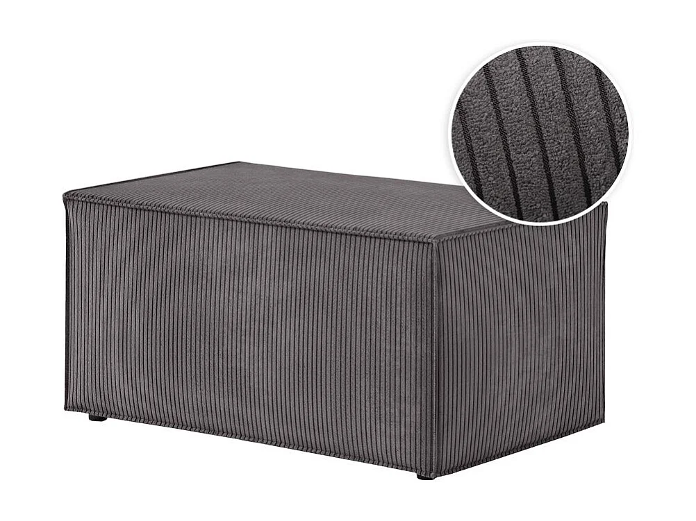 Pouf en velours côtelé Clarisse - Gris anthracite - L90 x P50 x H41cm - Loungitude