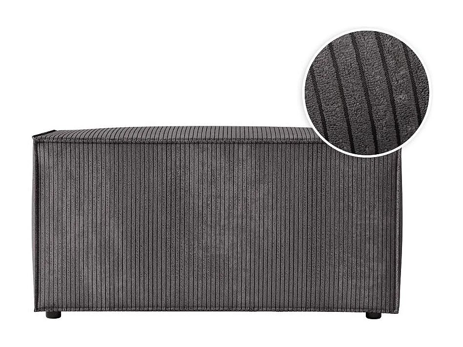 Pouf en velours côtelé Clarisse - Gris anthracite - L90 x P50 x H41cm - Loungitude