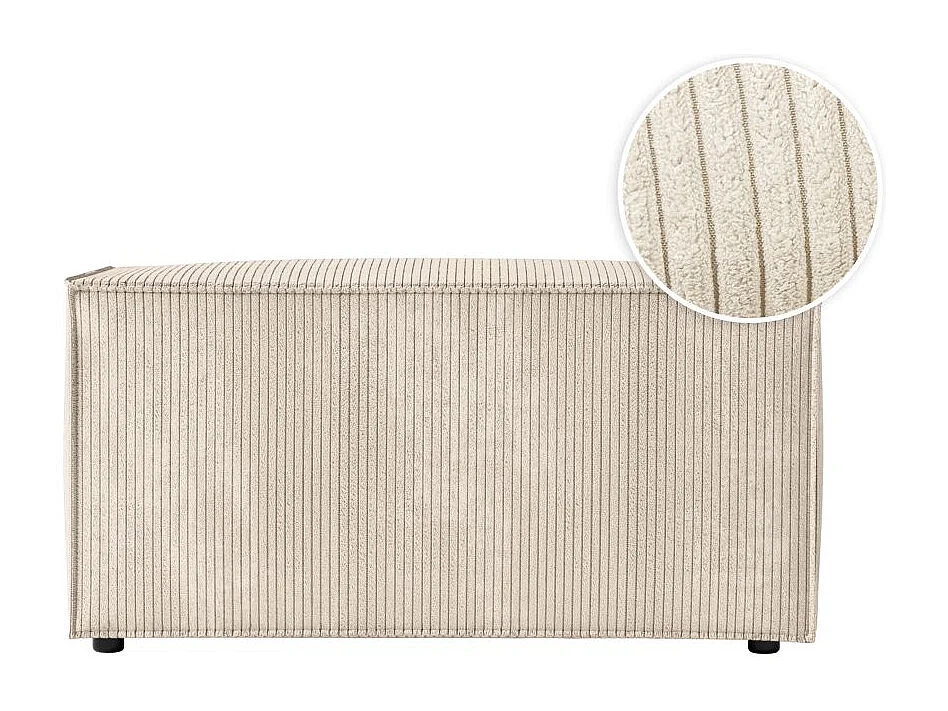 Pouf en velours côtelé Clarisse - Beige - L90 x P50 x H41cm - Loungitude