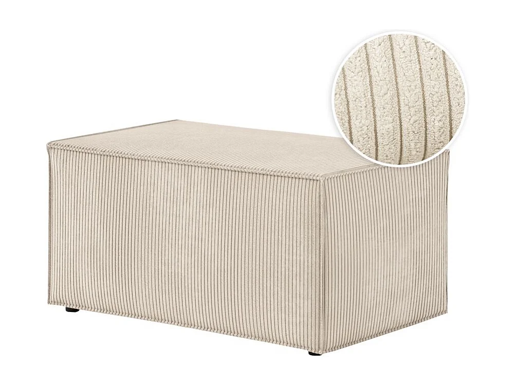 Pouf en velours côtelé Clarisse - Beige - L90 x P50 x H41cm - Loungitude