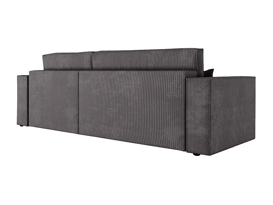 Canapé d'angle 3 places convertible réversible Clarisse avec coffre en velours côtelé- Gris anthracite - L269 x P159 x H89cm - Loungitude