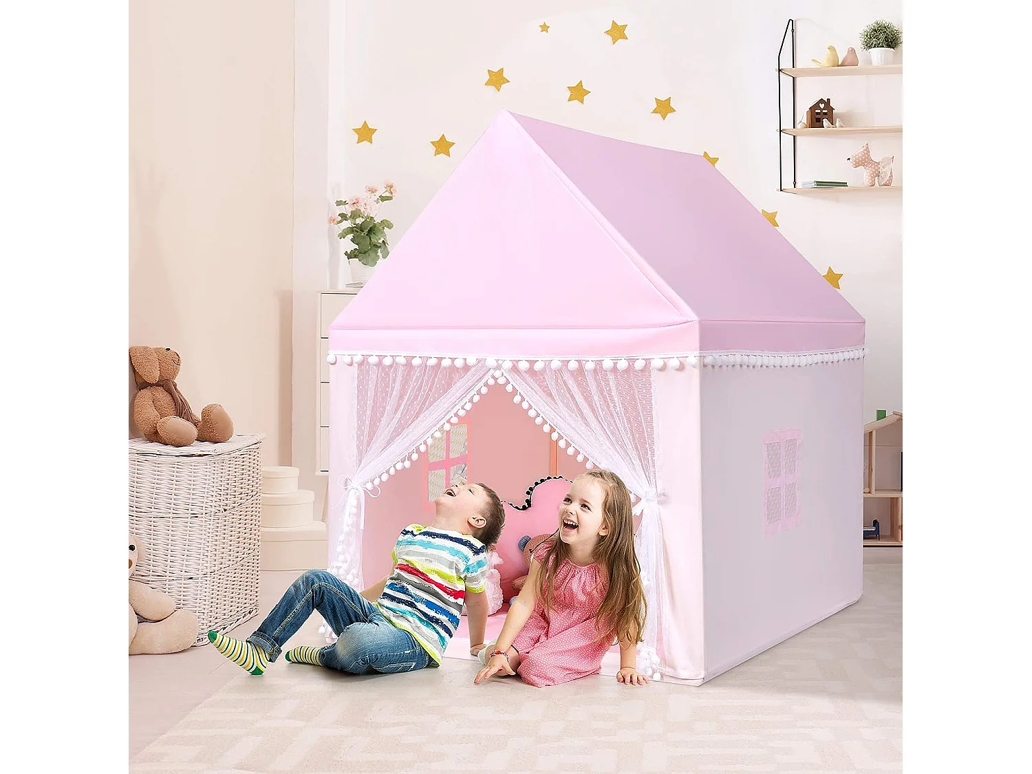 Tente de jeu enfant château intérieur de princesse / prince cadre en bois