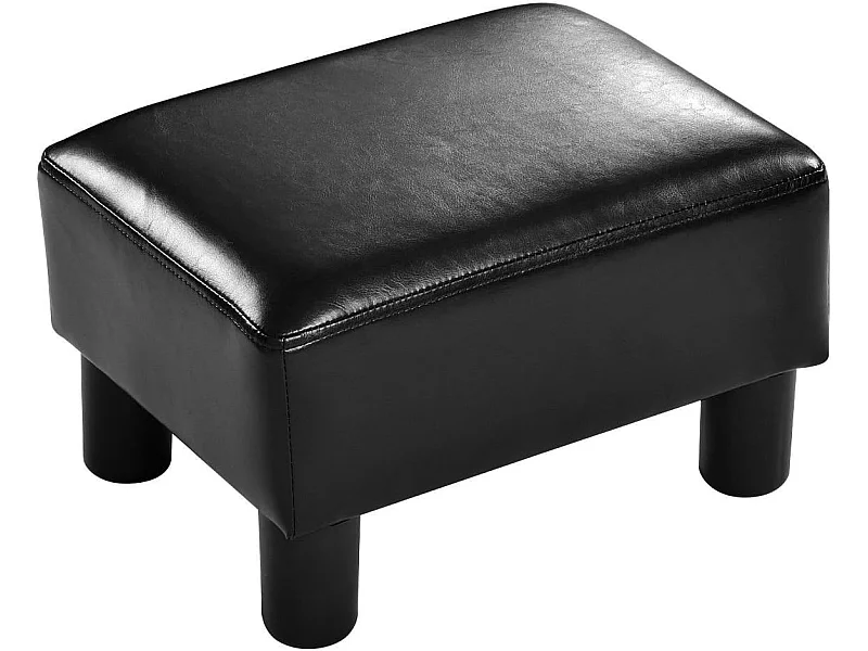 Tabouret Pouf Assis Tabouret Repose-Pieds Cube Siège PU avec Pieds 40*30*24 cm Noir