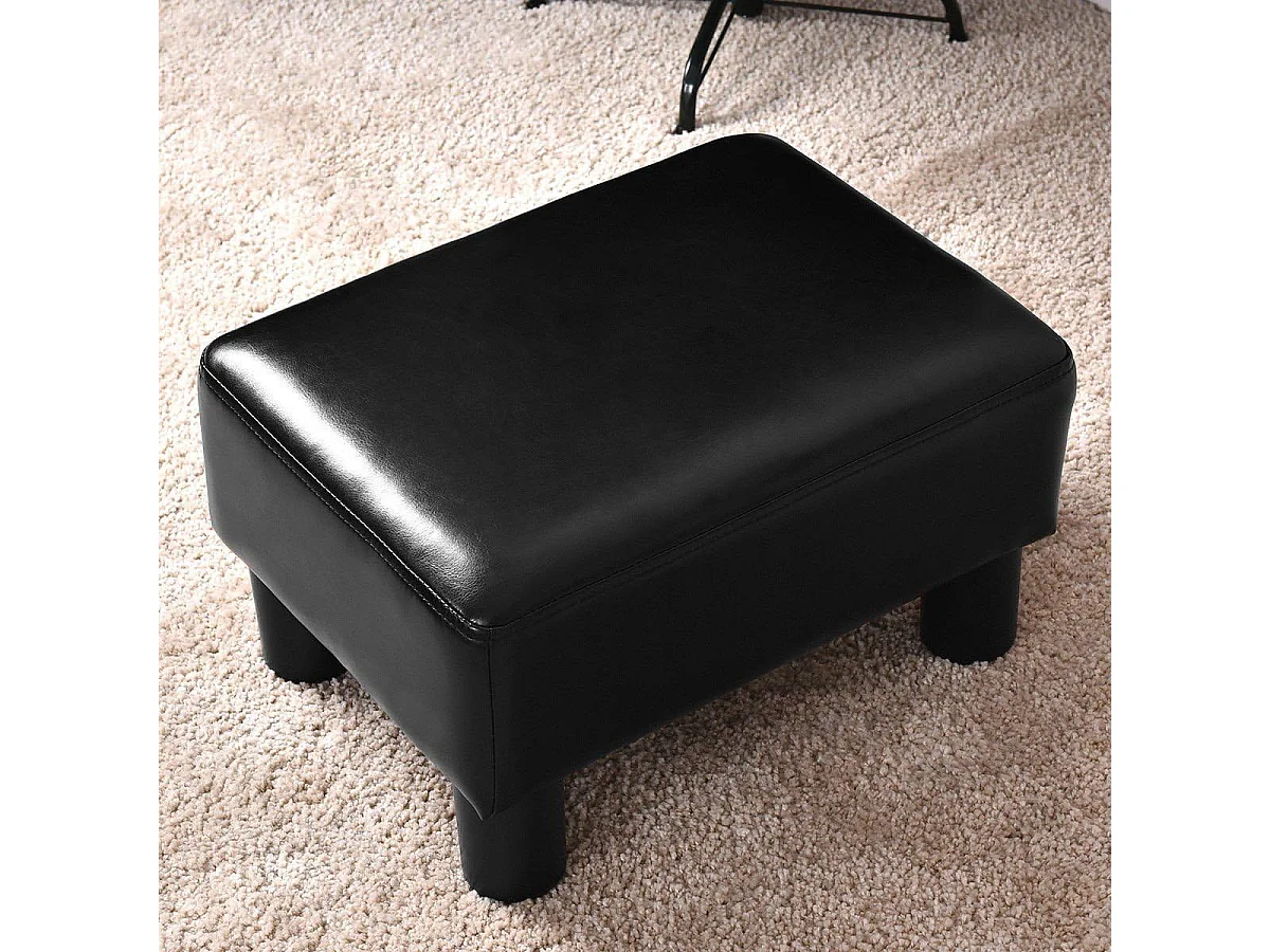 Tabouret Pouf Assis Tabouret Repose-Pieds Cube Siège PU avec Pieds 40*30*24 cm Noir