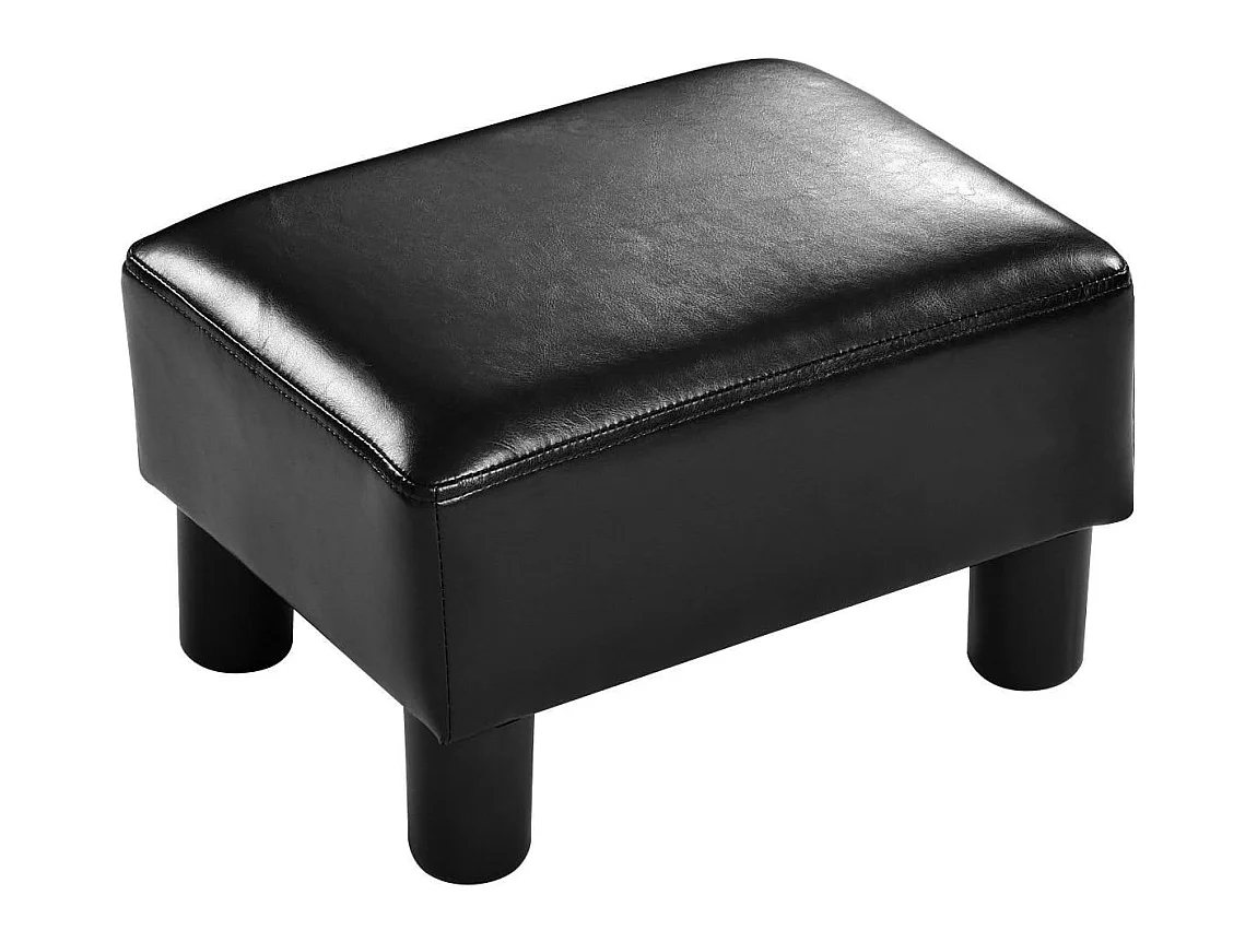Tabouret Pouf Assis Tabouret Repose-Pieds Cube Siège PU avec Pieds 40*30*24 cm Noir