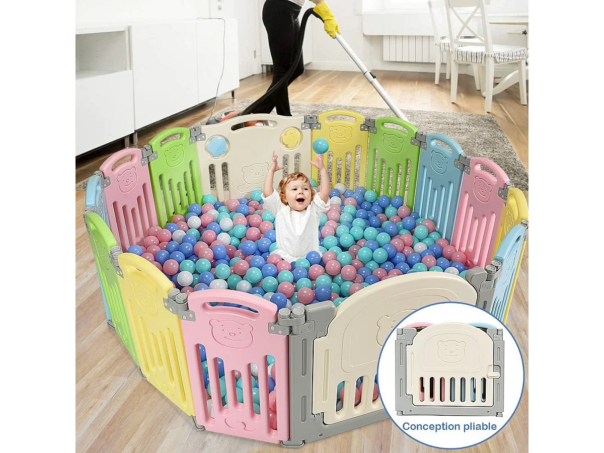 Parc bébé pliable barrière de sécurité en plastique avec porte barrière du jeux pour enfant